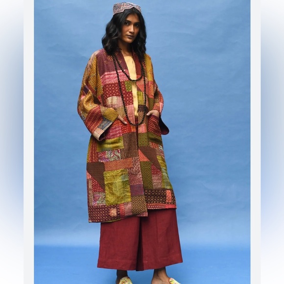 Women's Patchwork  Kantha Kimono Cardigan Duster Jacket - Picture 12 of 12